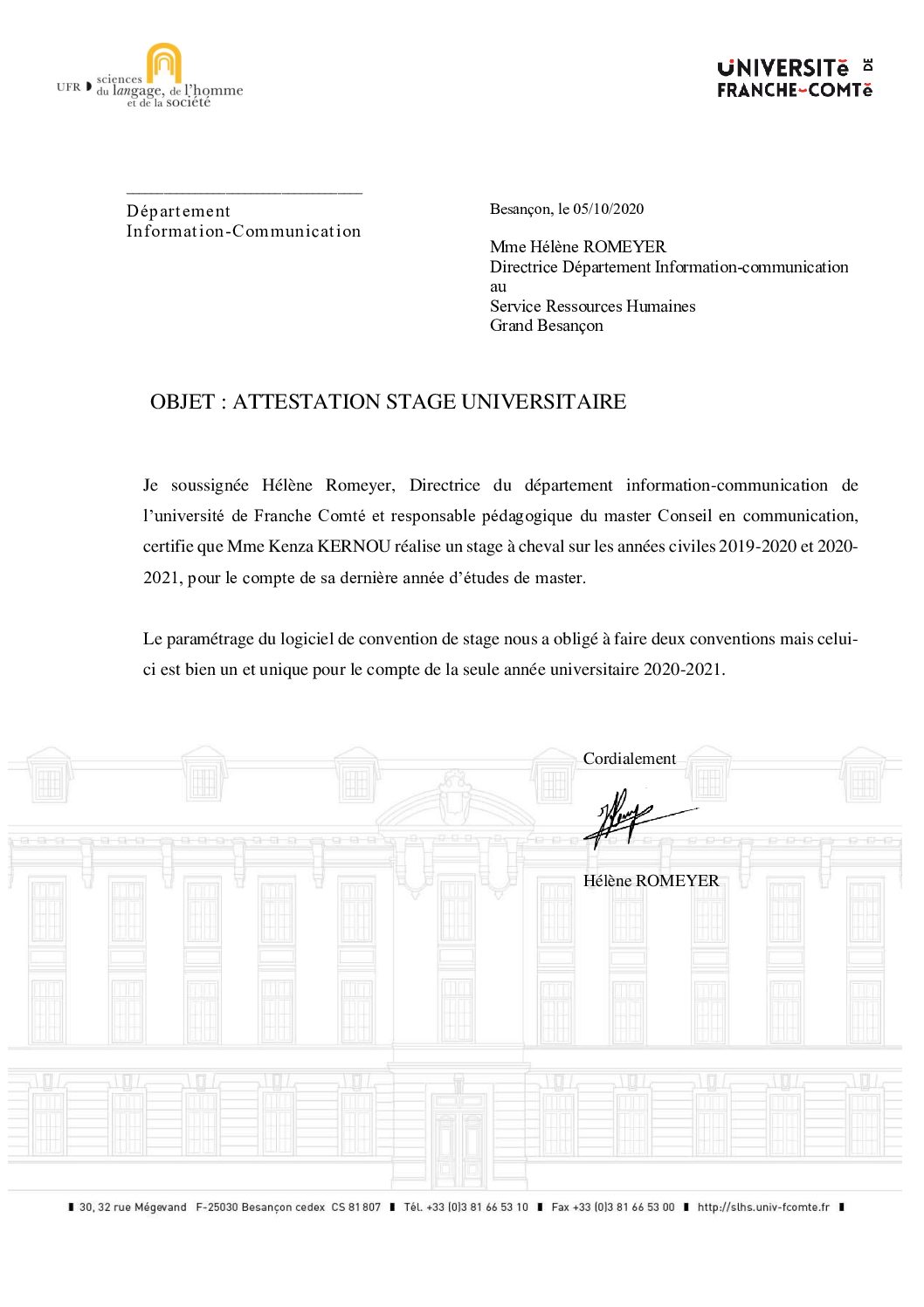 Attestation Kenza Kernou